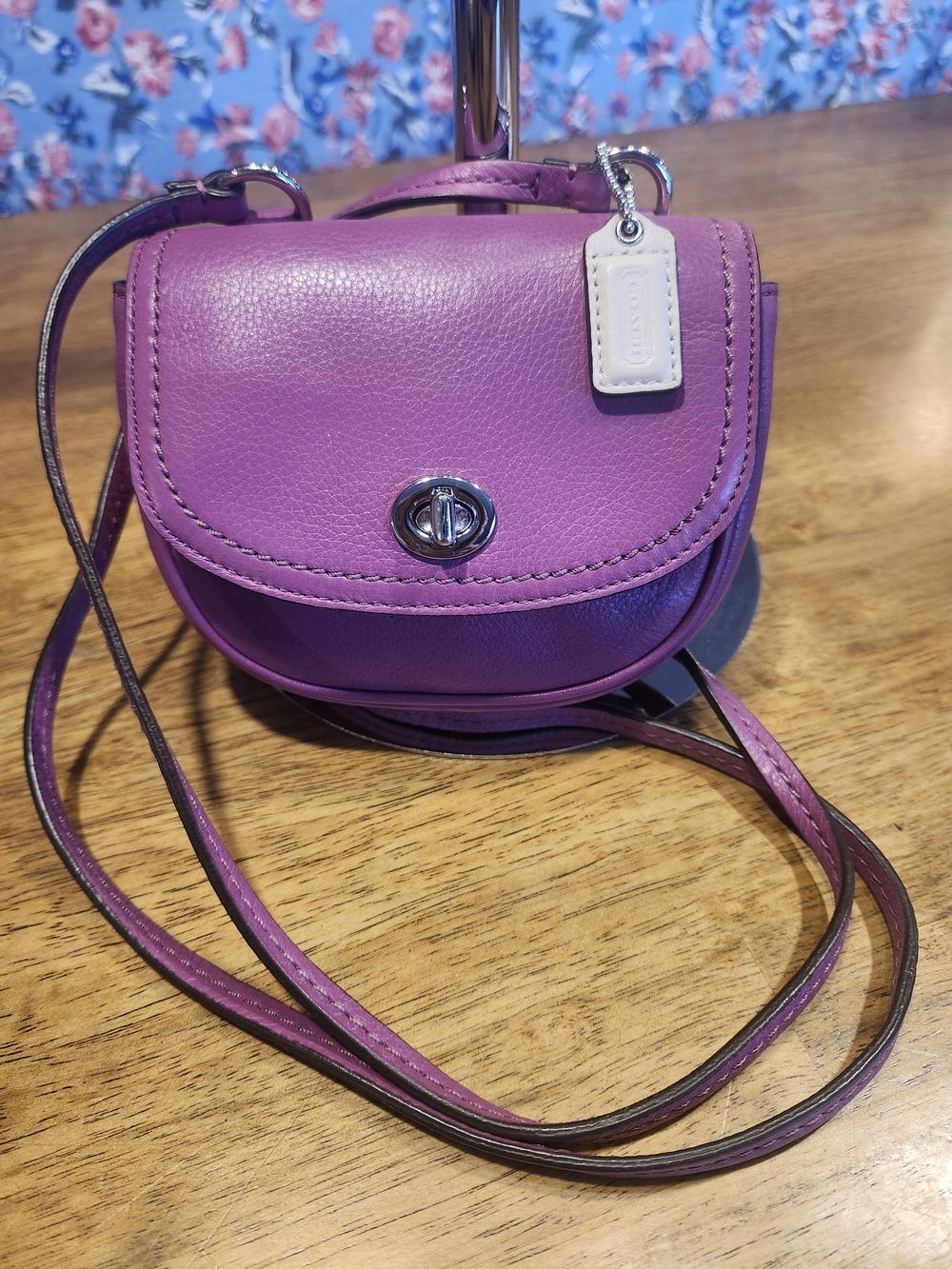 Coach Purple Leather Mini Saddle Crossbody